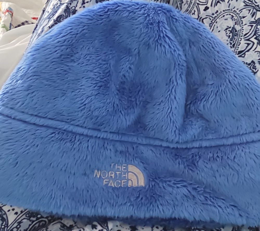 The North Face Kids Royal Blue Plush Faux-Fur Beanie with Logo